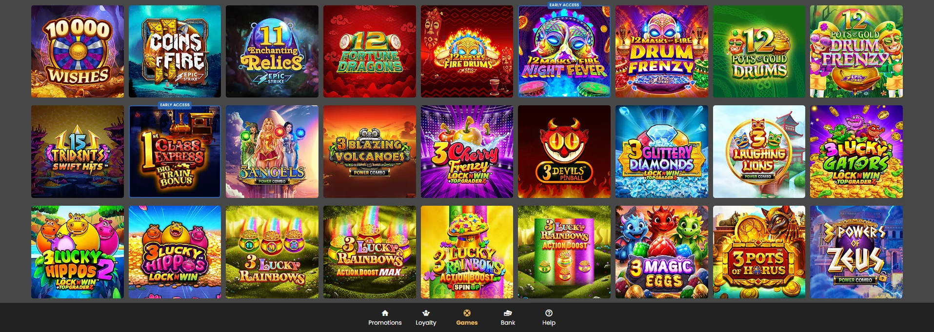 The pokies lobby at Casino Kingdom, shown in a browser