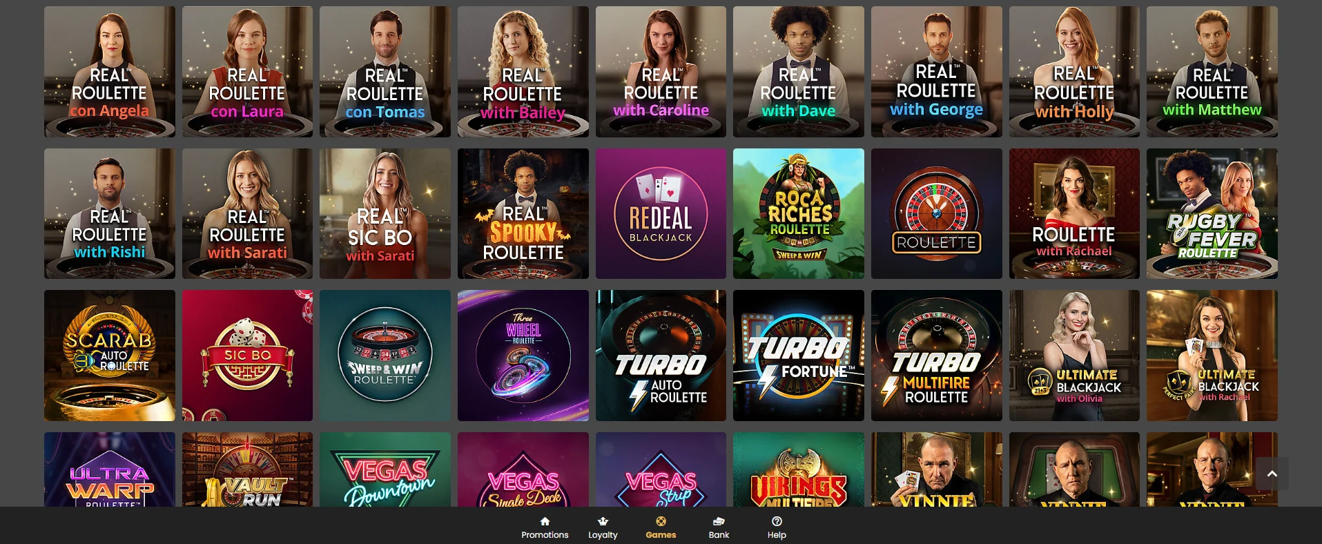 The live tables lobby at Casino Kingdom